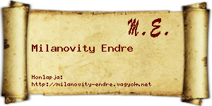 Milanovity Endre névjegykártya